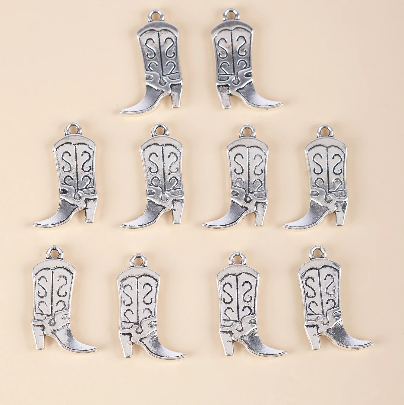 Fashion Cowboy Boots Shoes Antique Silver Charms Pendants For Jewelry Making DIY Handmade Accessories