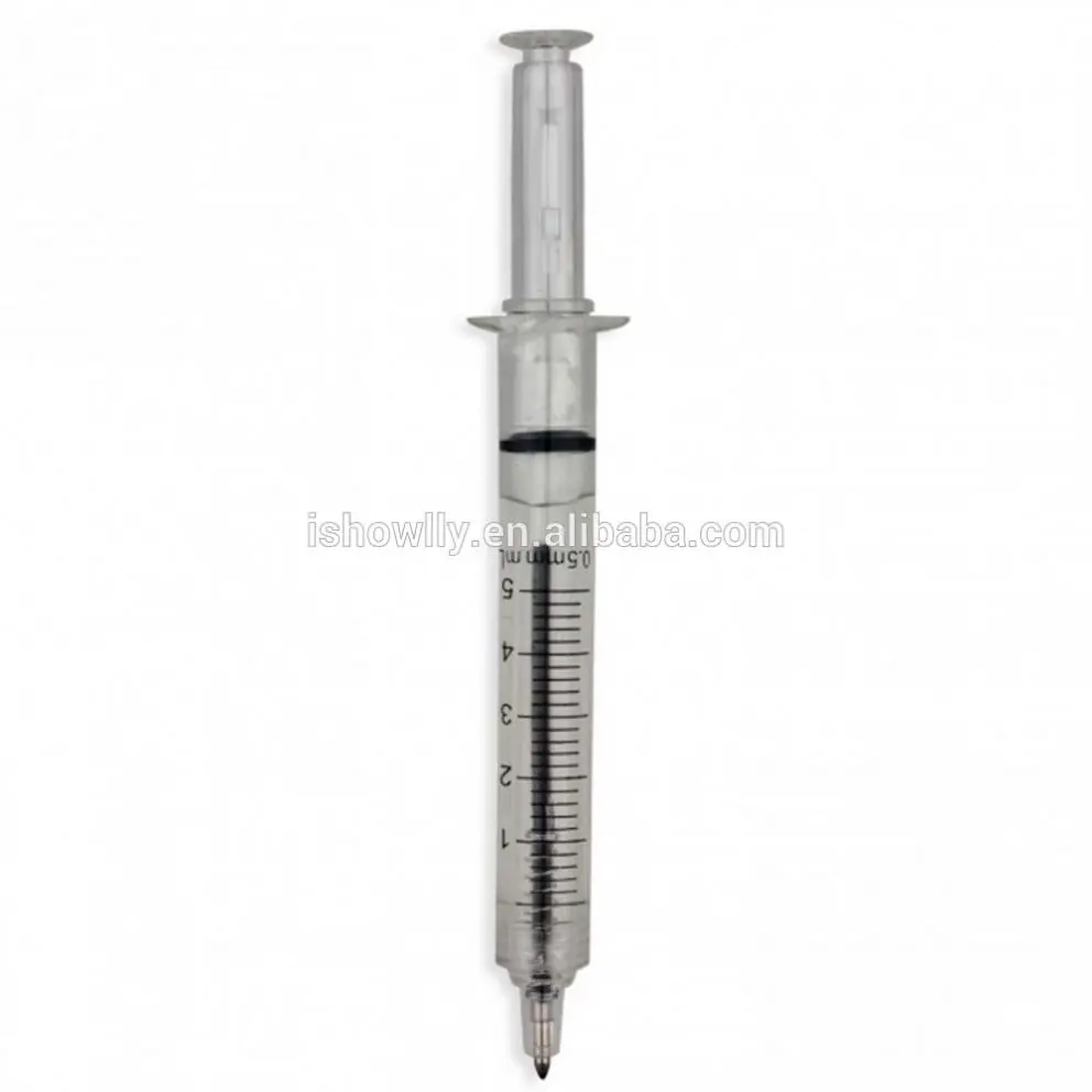 
Funny Cheap Plastic Clear Syringe Pens Promotional Peculiar Design Injection Shape Ball Point Pen School Nurses Doctors Gift 