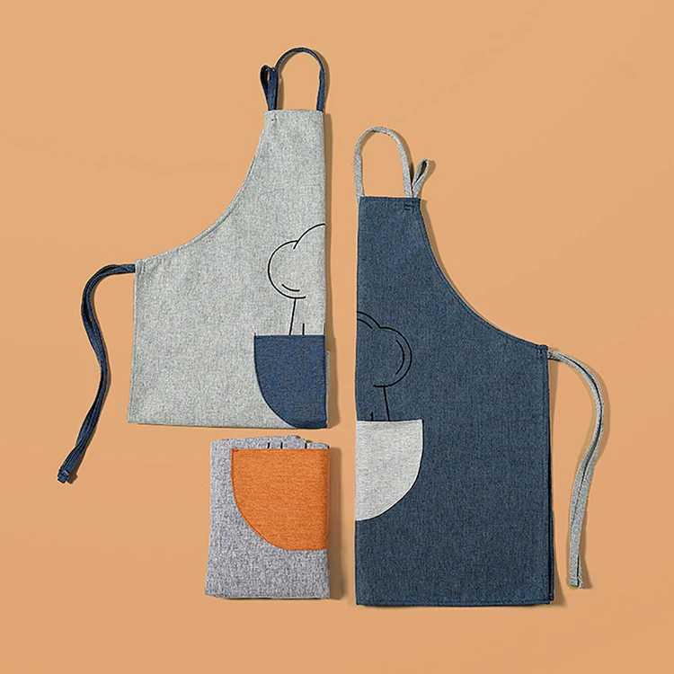 Kitchen Apron Anti-Fouling And Oil-Proof Wiping Hands Home Cooking Coveralls Couples Women Men Waist Overalls