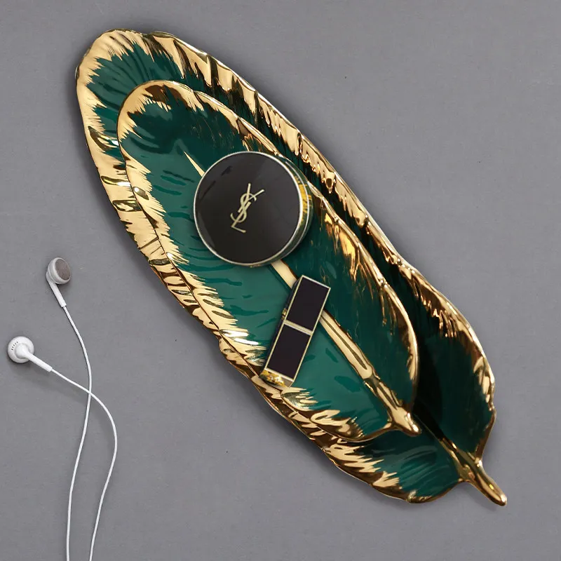 Latest Hot Sale Hand Painted Plate Jewelry Storage Dish Small Green Trinket Tray Jewelry Display Plate Dish