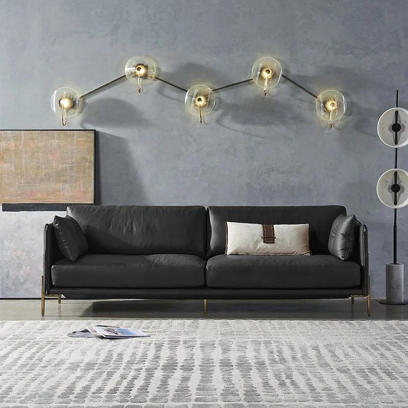 Premium fashion simple comfortable lather most upolstered smart cane office sofa set furniture