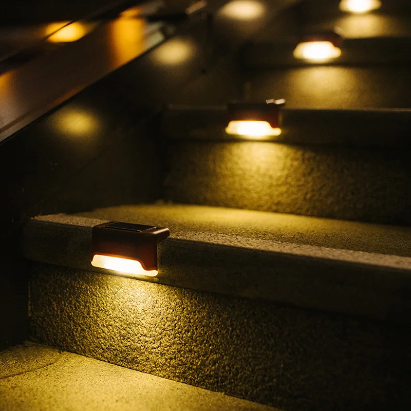 Outdoor Waterproof Path Stair Wall Lighting Warm White Deck Lights LED Solar Lamp Balcony Fence Lights