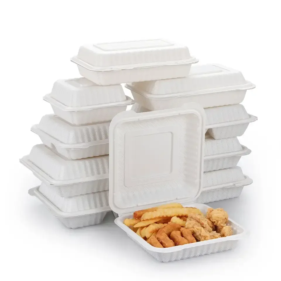 Take away biodegradable lunch packaging disposable clamshell box food corn starch container food cornstarch burger Bento boxes