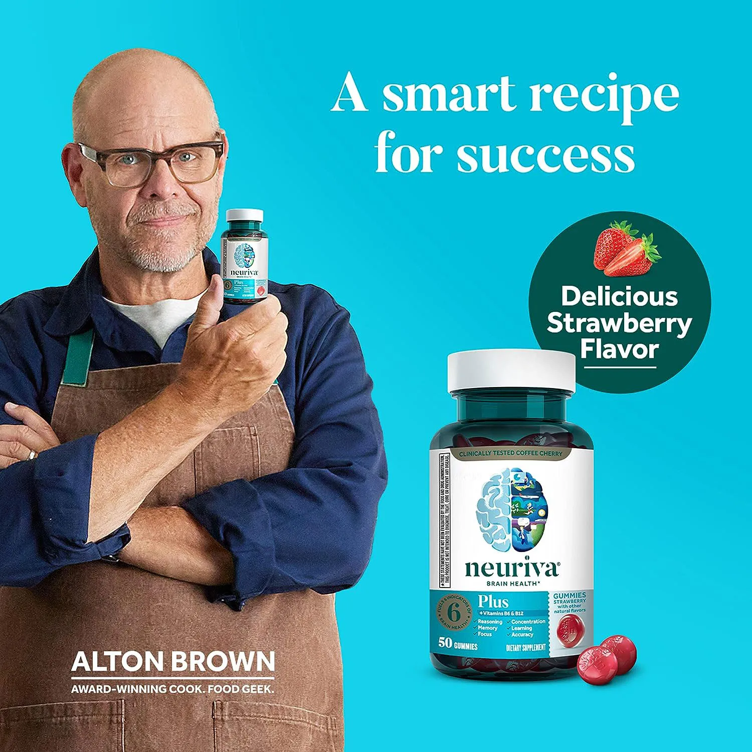 Plus Brain Gummis Memory Focus Concentration Cognitive Function with Vitamins B6 B12 Nootropics Phosphatidylserine Neurofactor