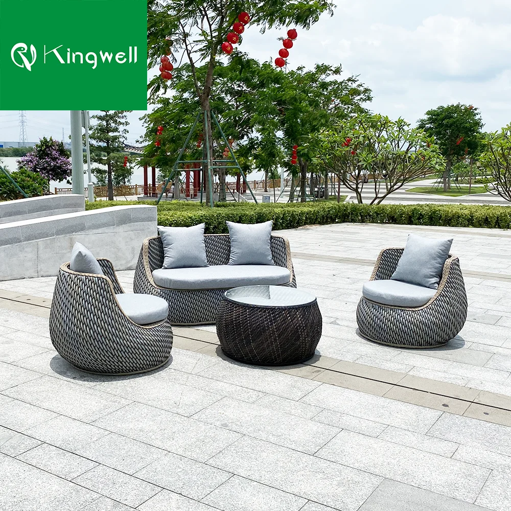 Factory direct high quality aluminum frame and rattan weaving outdoor furniture garden hotel sofa set