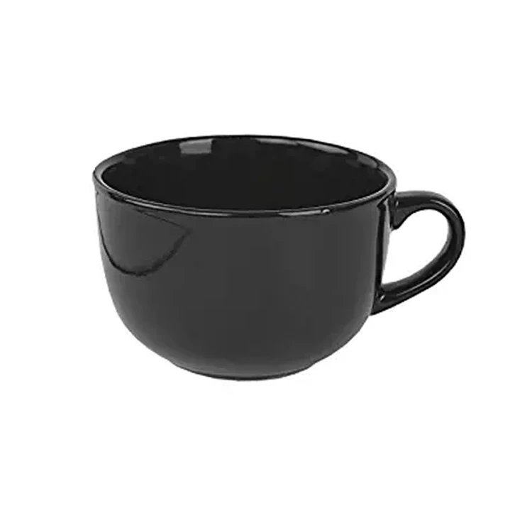 black glazed porcelain soup milk cup ceramic diner mug