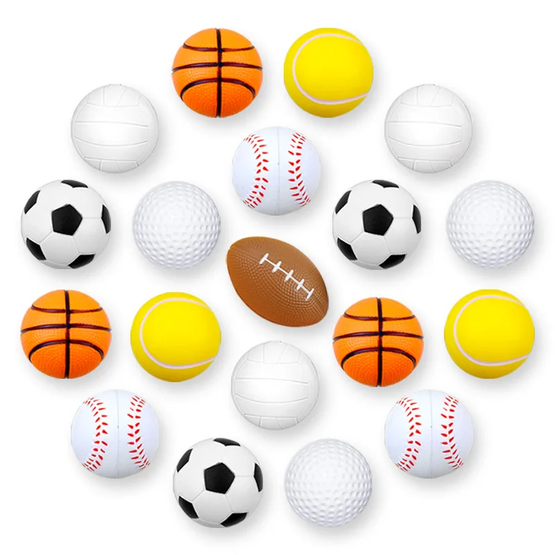 Wholesale PU anti stress ball squeeze toys rugby ball anti stress squeeze pu foam soccer ball golf basketball