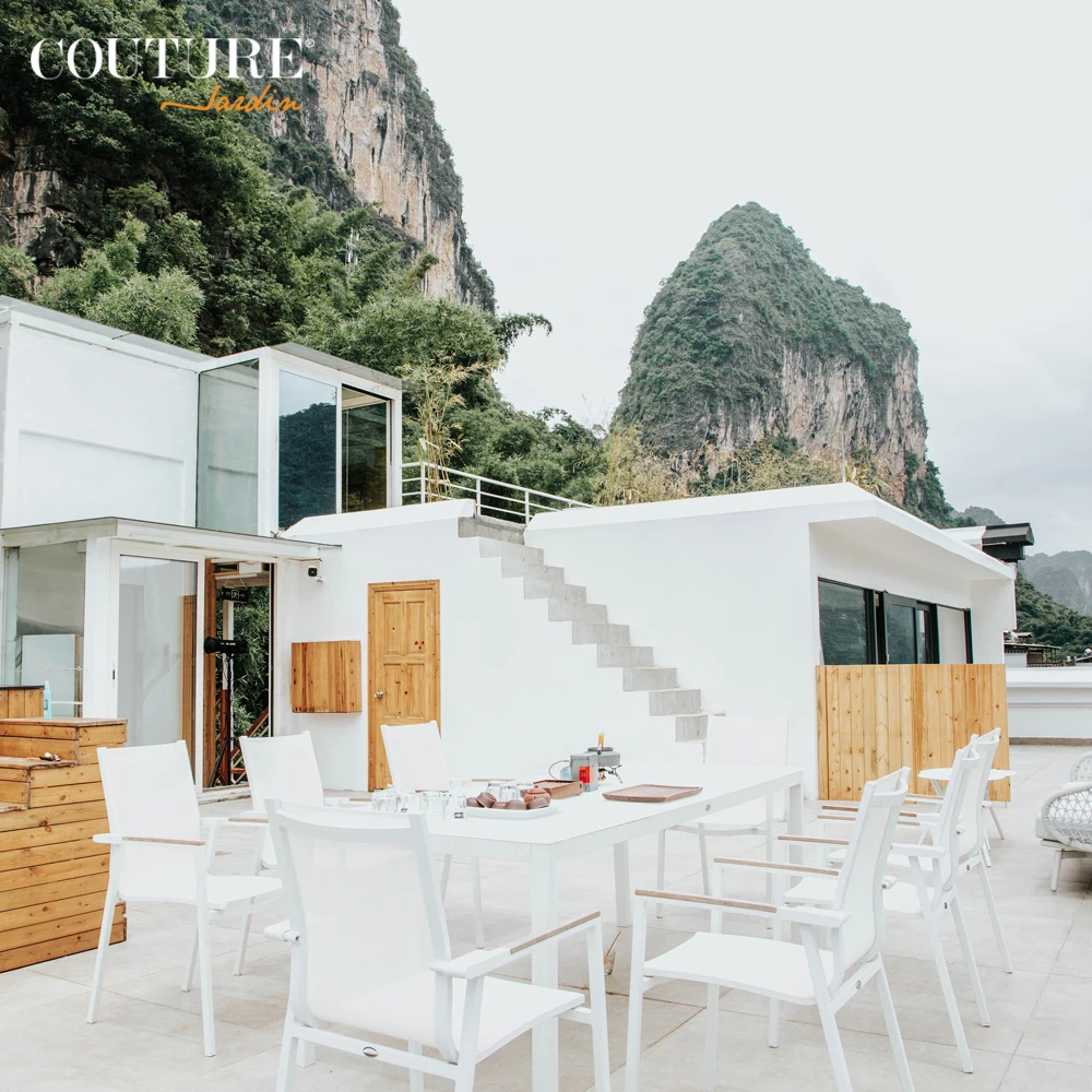 Couture Jardin hotel rope furniture outdoor dining set garden dining chair and table Dining Tables And Chairs Set