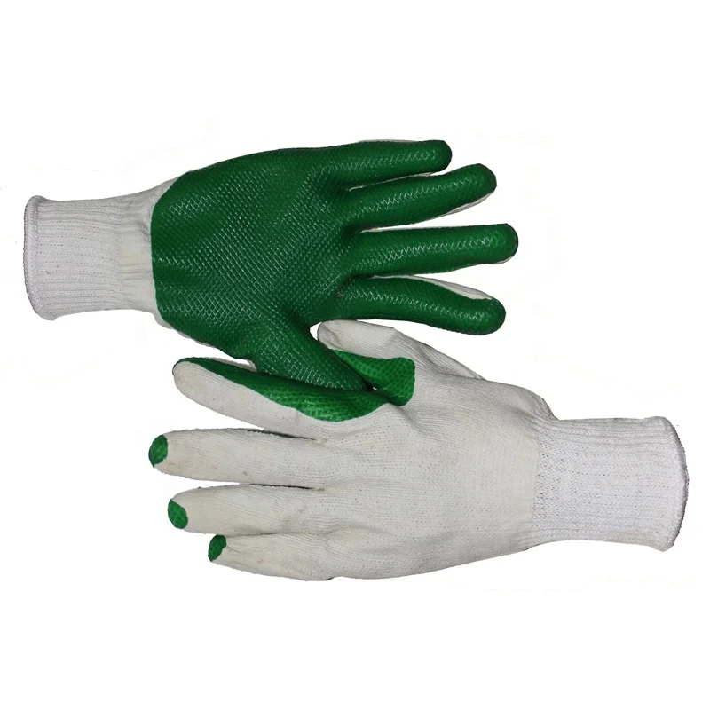 Durable industrial grip heavy duty safety hand Green latex Rubber construction rubber working gloves Luvas Guantes