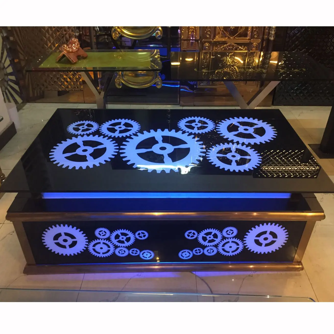 High Quality Led Restaurant Table Bar Furniture Glass Table