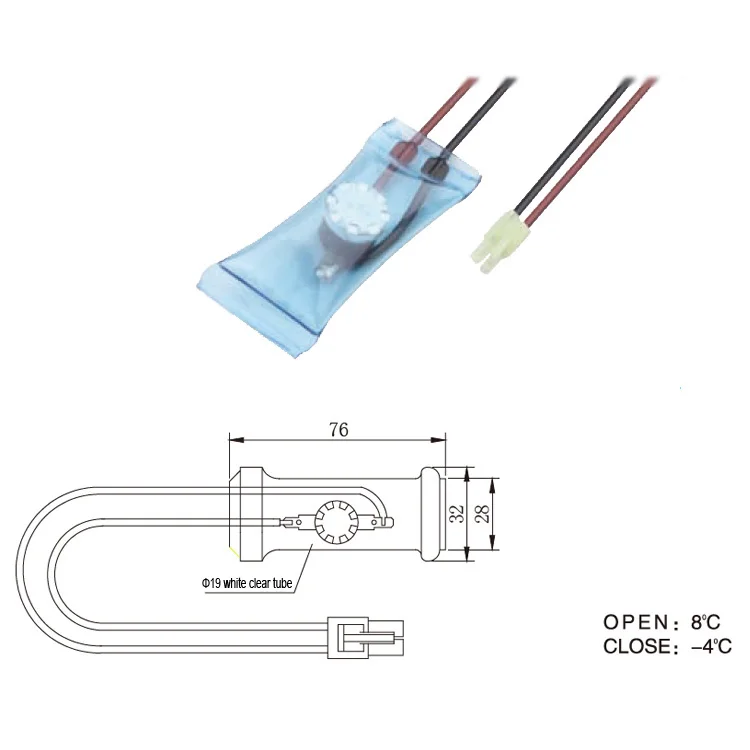 Defrost KSD301 Thermostat with Sealed PVC for Refrigerators