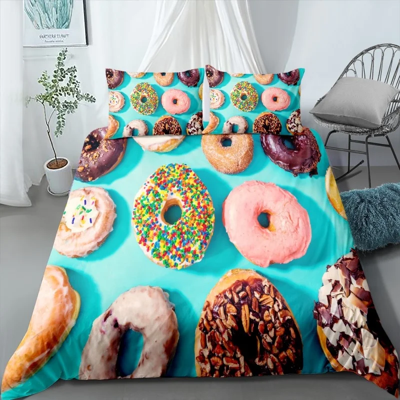 
Birthday cake 4 Pcs Bedsheets 100% Cotton Bedding Comforter Sets with pillowcase for home decor 