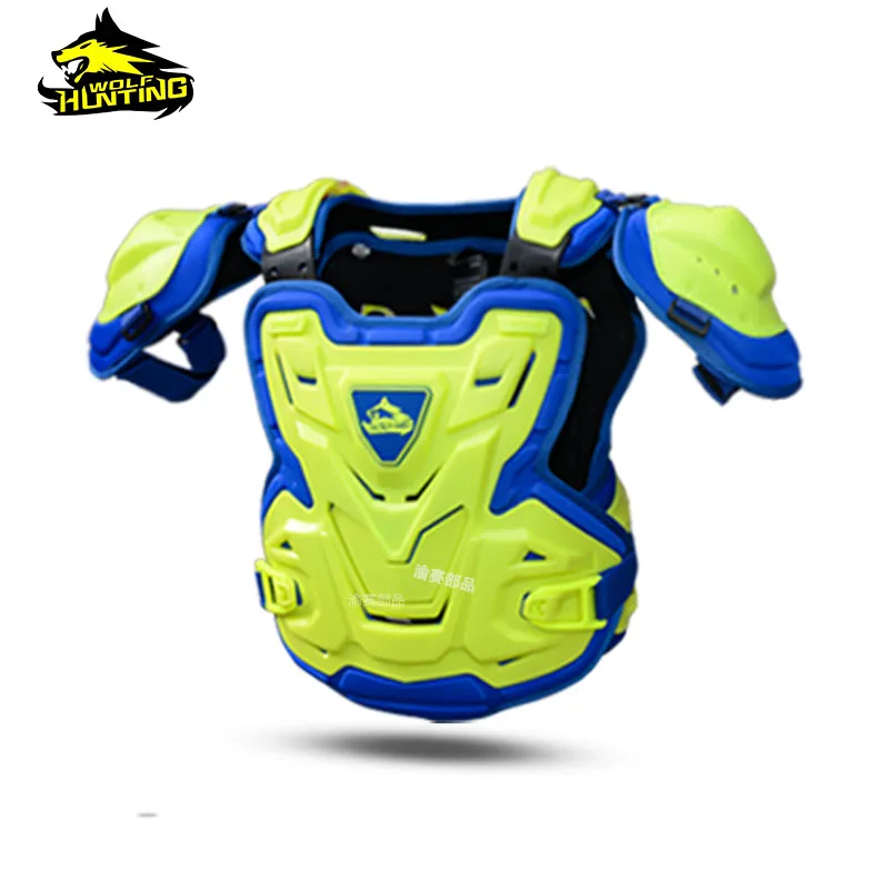 JXT Wolf teenager children Armor Motorcycle Riding Armor Off-road Vest Chest Protection Parallel Car Armor Blue Yellow