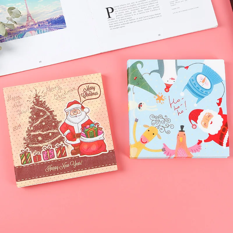 Декоративная напечатанная оборудование бумажные рождественские салфетки набор целлюлоза не бывшая в употреблении