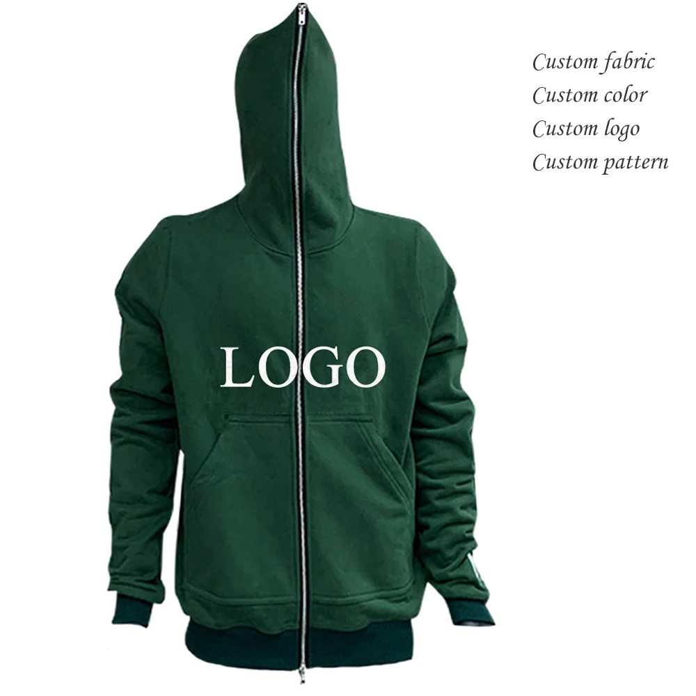 Custom OEM Design Mens Cotton Blank Full Face Zip Up Hoodie Print Embroidery Sweatshirt Jacket Streetwear Essential Hoodies