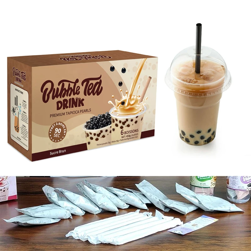 6 Cups Instant Brown Sugar Tapioca Ball Boba Milk Tea Kits