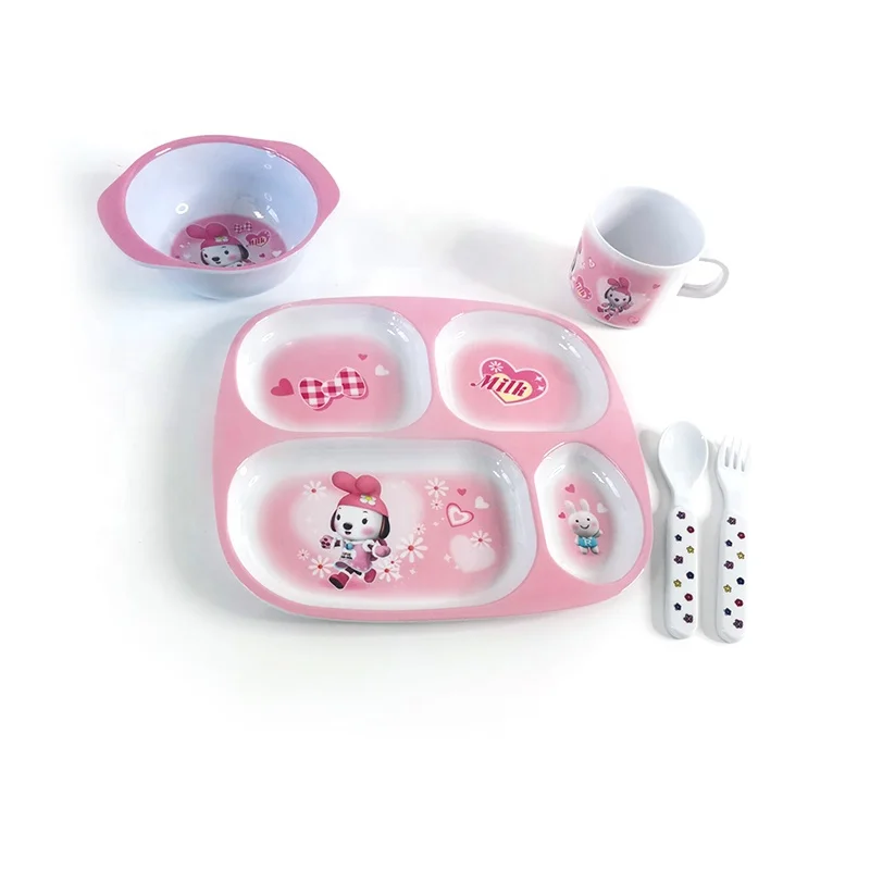 Wholesale children melamine kids tableware plate dish sets for dinner