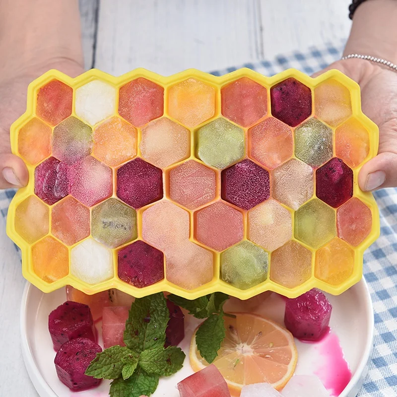 DIY 37 Grids Silicone Ice Tray Cube Mold Honeycomb Maker Cream Molds for Whiskey Cocktail with