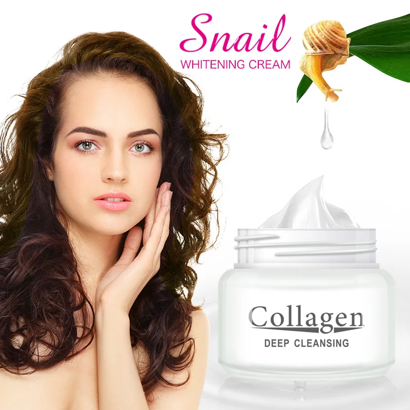 
80g Collagen Snail Whitening Facial Cream Face Care Deep Cleansing Anti Acne Anti Aging Brightening Face Cream 