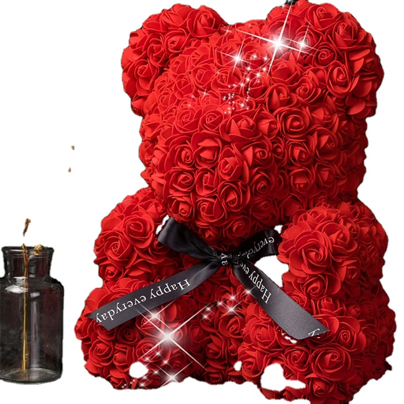 Медведи тедди с коробкой, цветок 40 см, 25 см, розы, валентинки, пена, сердце, красный подарок, подарки, искусственные миниатюрные восстановленные Медвежата розы на День святого Валентина (1600400167002)