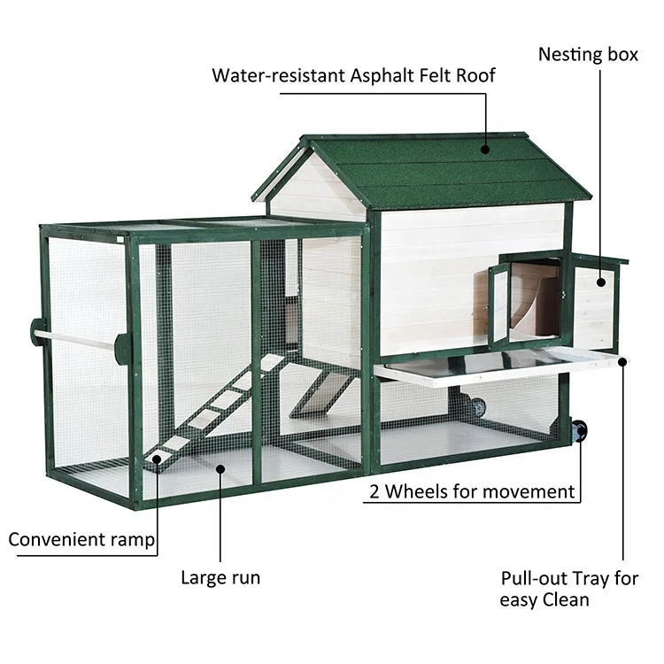 Portable Wooden Chicken Coop Kit With Wheels