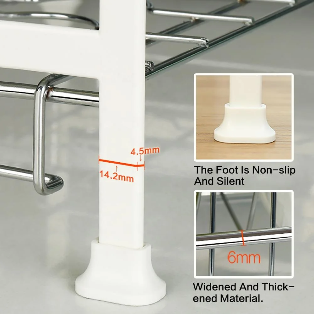 Large Capacity 2-Tier 201 Stainless Steel Utensil Dish Drying Rack Chopping Board Holder with Drain Board Chopsticks Container