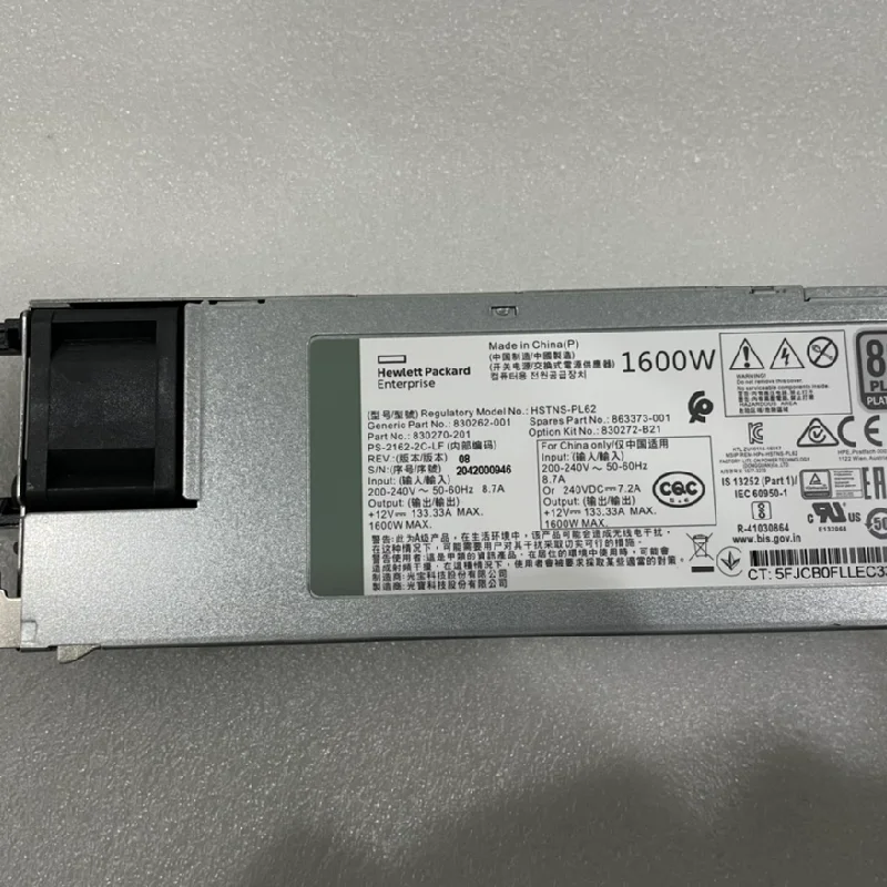 New Arrival 830272-B21 HPE 1600W Flex Slot Platinum Hot Plug Low Halogen Power Supply Kit 863373-001 for HPE Server G9/G10