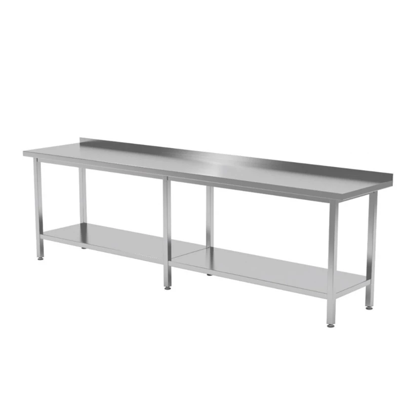 Commercial Round Leg Kitchen Table Stainless Steel Work Bench Table For Hotel And Restaurant Bakery Tables