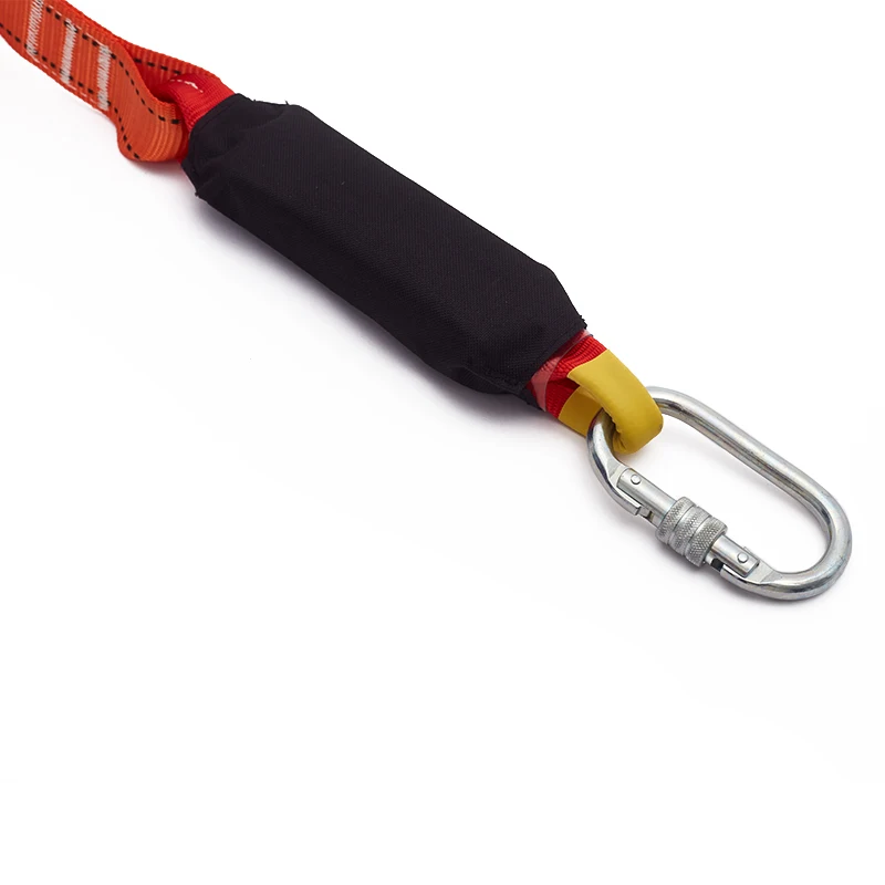 Work Position Belt Double Hook Arrest Elastic Lanyard with Shock Absorbe Fall Harness Polyester