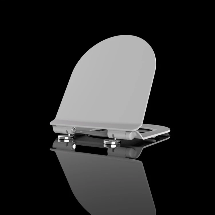 Toilet Seat with Quick Release and Soft Closing with Adjustable Hinge for Bathroom Accessories UF UREA Slim Square Shape Round