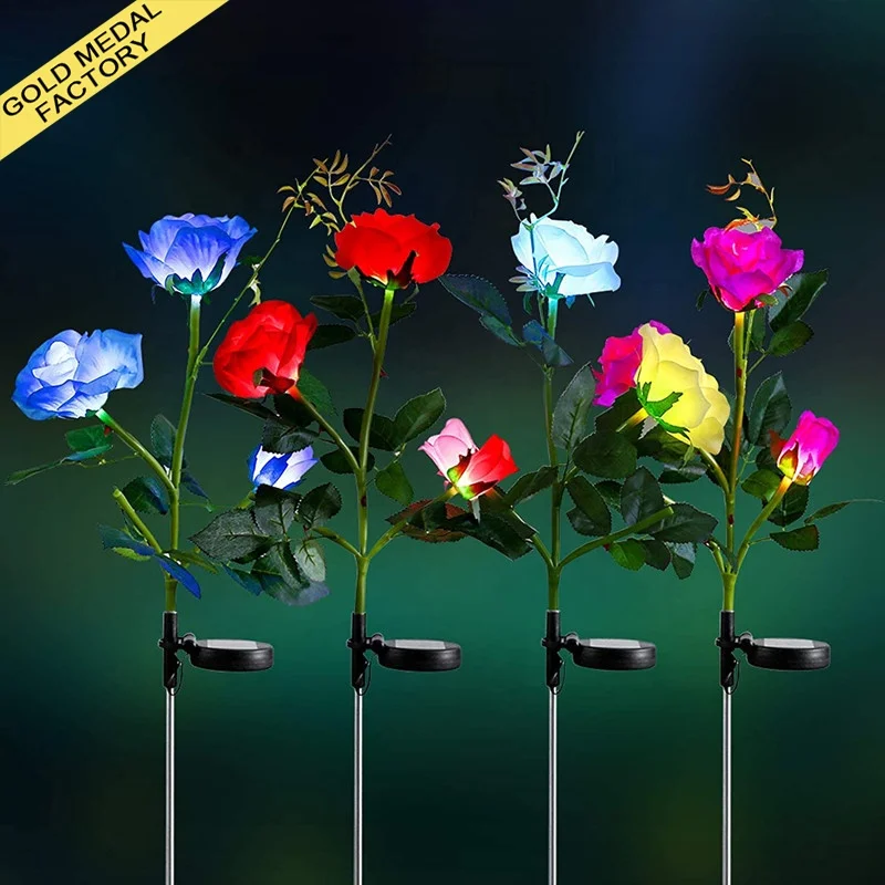 Flower Light Solar Outdoor Rose Lampadas Da Giardino Decorazion Solare Fiore Lucie LED Garden Decoration Solar Flower Lights