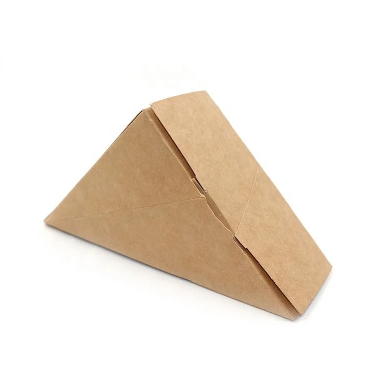 With Window Triangle Sandwich Box for Packaging Kraft Paper Sandwich Package Sandwich Eco Friendly Box Customized Design Accept