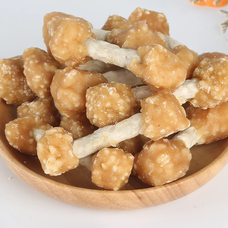 chicken dumbbell munchy stick chopped cowhide stick dog treat oem private label dog snack factory wholesale