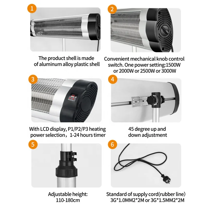 Freestanding infrared quartz electric outside heater