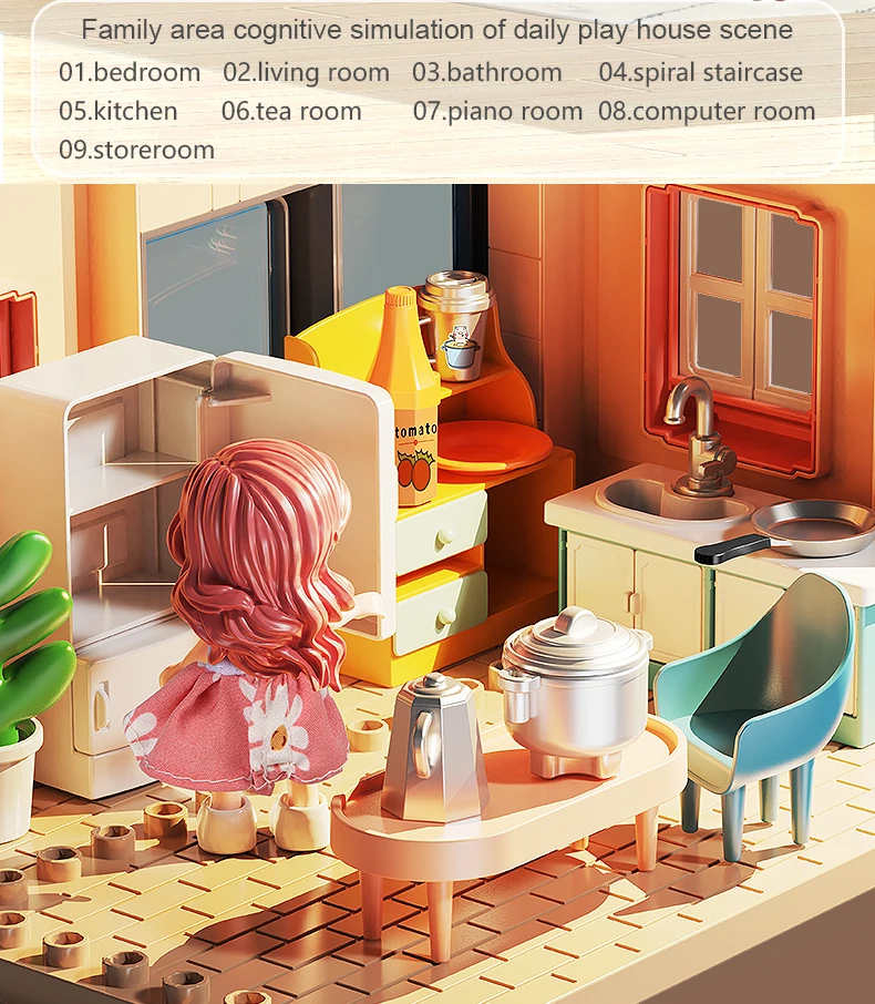 FEELO2024 Новый fun690pcs роскошная вилла строительные блоки сцена просветления игрушки Лучшие продажи индивидуальные для детей