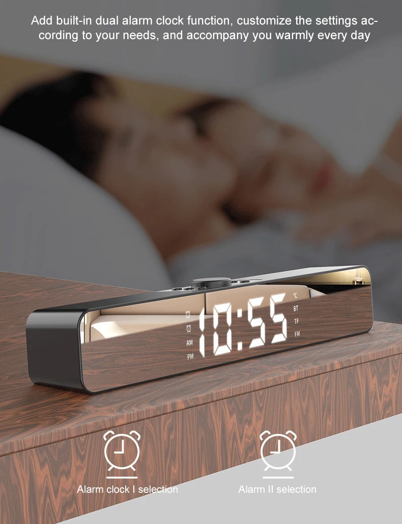 Portable Wireless Bluetooth Speaker 3D Stereo Surround Sound LED Digital Display Bar Speaker Support TWS