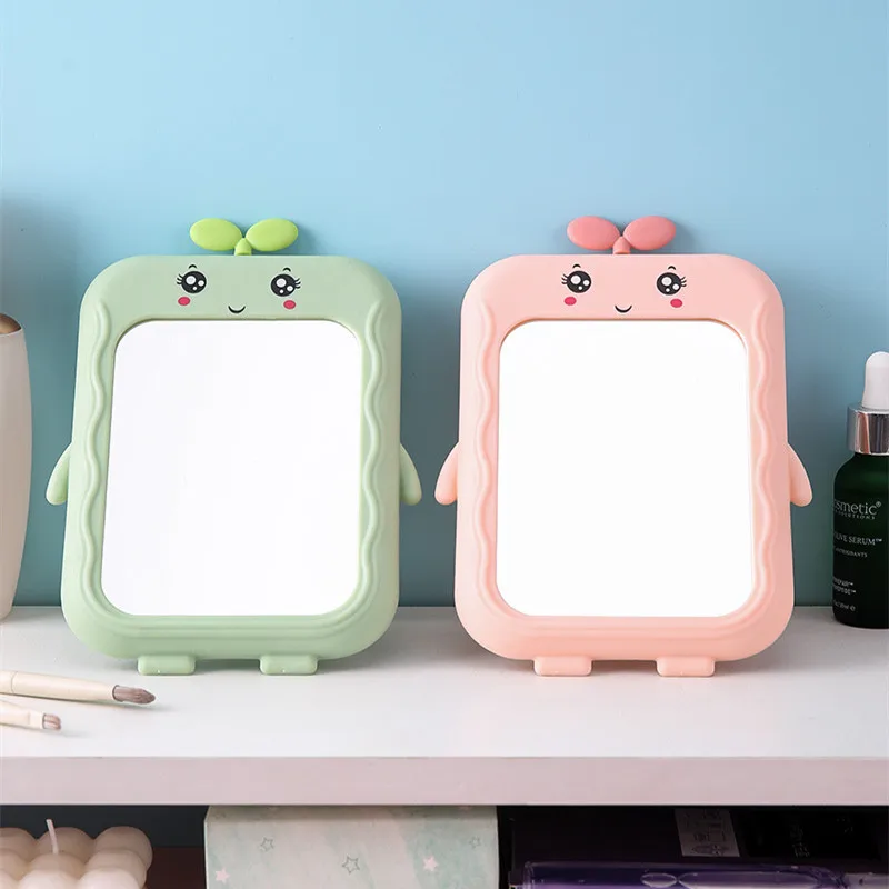 Wholesale Cute Cartoon Desktop Makeup Mirror Girl Dormitory Foldable Table Cosmetic Square Doll Mirrors