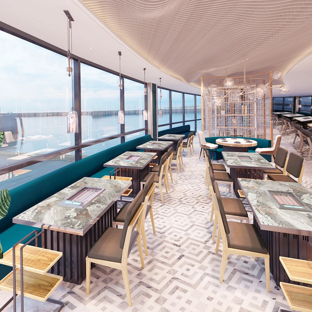 Китайский производитель 4 сидения для уменьшения используется нержавеющая сталь металлическая основа Ресторан горячий горшок обеденный стол