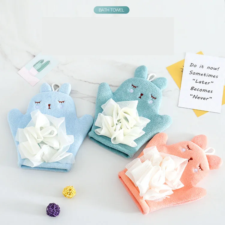 Children Two-sided Rubbing Bath Towel Bath Ball Baby Rubbing Mud Bath Cartoon Cute Not Hurt The Skin Fine Sand Bubble Net