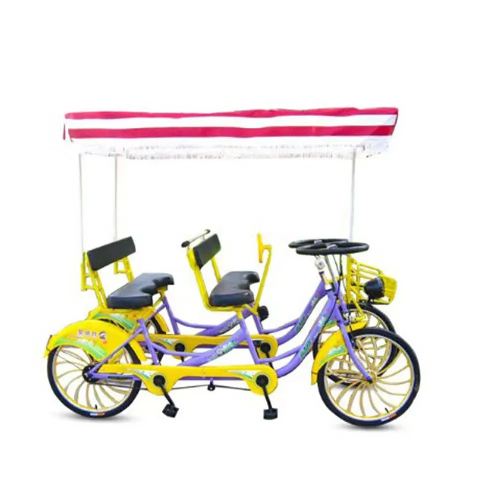 2023 New style leisure four people bicycle tandem bike 26 inch tandem bike side by side tandem bike for sale