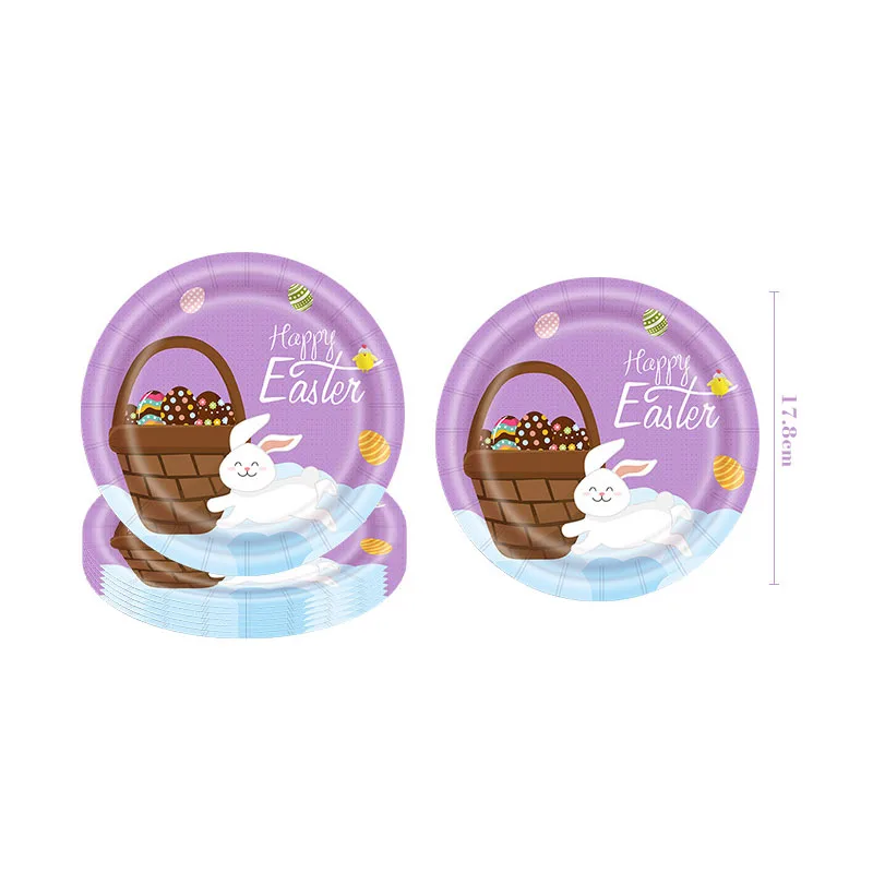 Easter egg themed party disposable paper plate tablecloth flag decoration tableware set