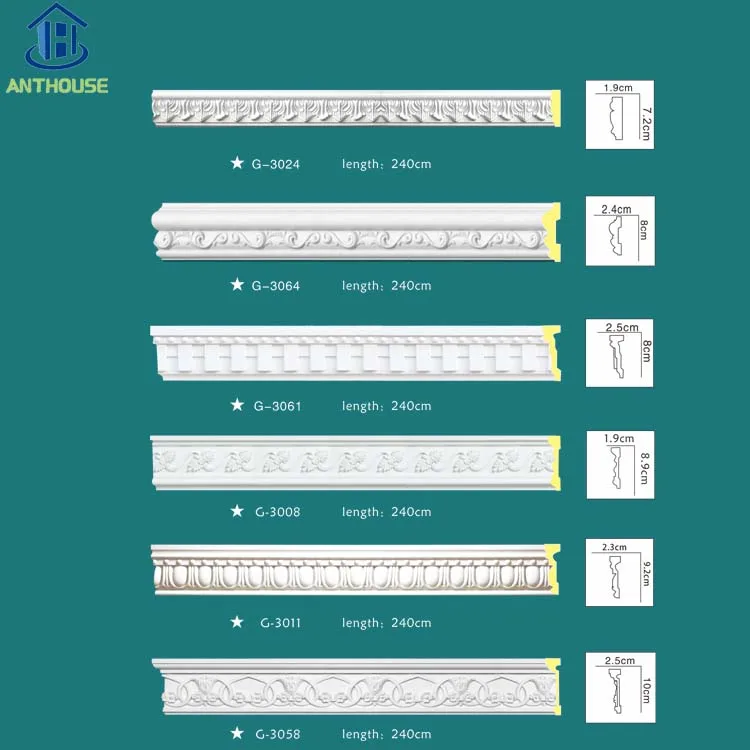 Decor Pu Flat cornice plain craved moulding Curtain cornice Moulding Home Design Flat PU Foam Panel Moulding For Wall