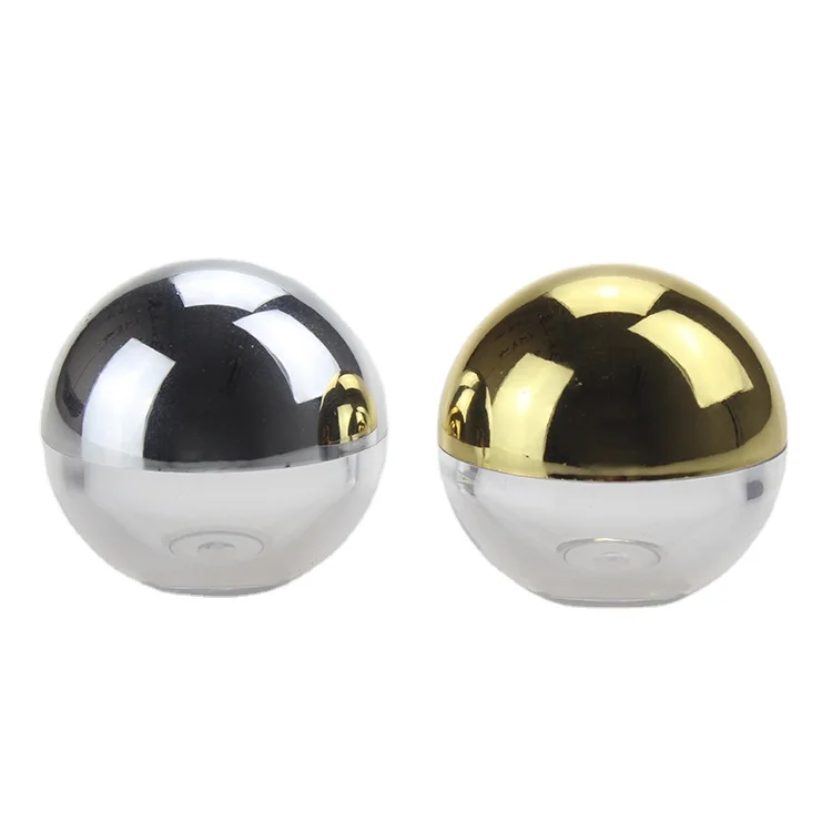 Empty Lip Balm Container 5g, Round ball shape sample cream container for tester with gold and silver lid
