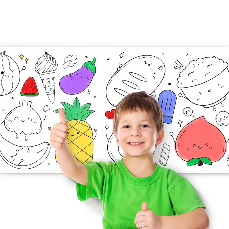 OEM Giant Re-stick Roll 300cm Sticky Wall Coloring Poster Drawing Painting Paper For Kids Toddlers