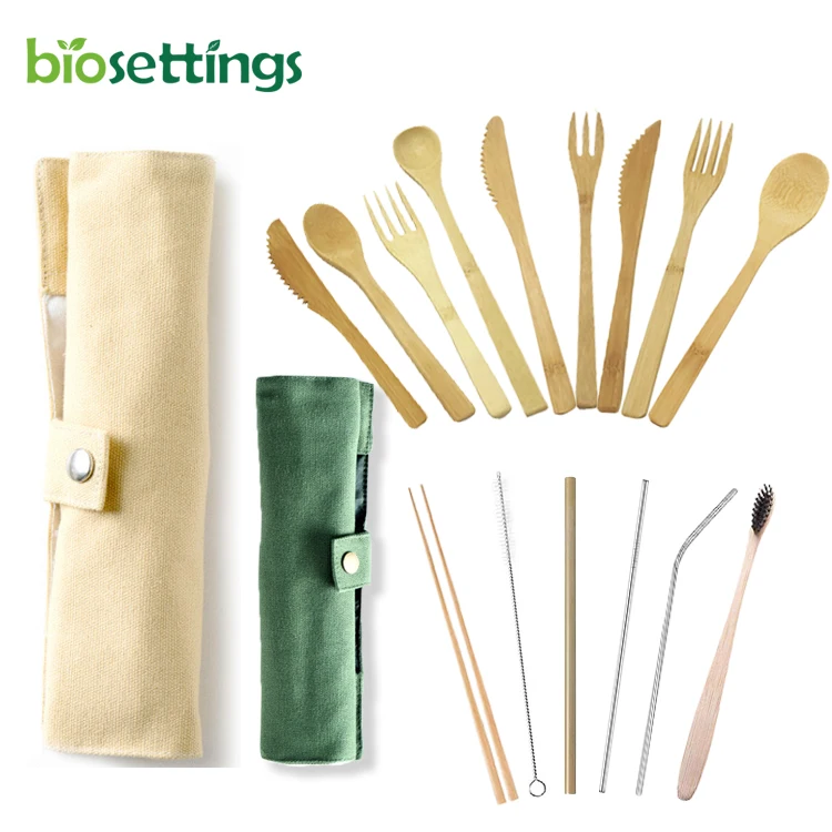 Natural bamboo spoon knife and fork talheres de bambu bambusbesteck bamboe bestek eco friendly wood bamboo cutlery