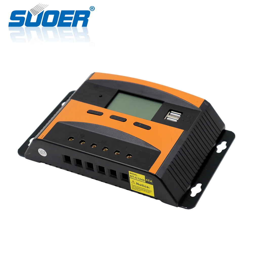 Suoer 12V 24V pwm solar charge controller manual 40A regulator solar charge controller