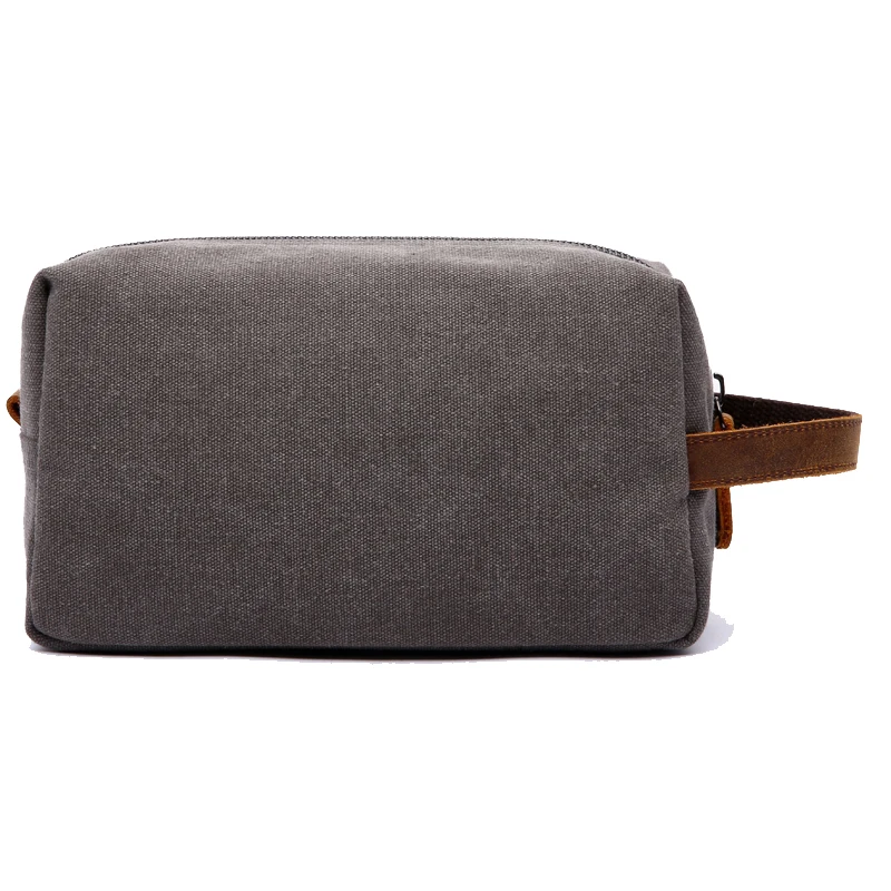 Aosheng china supplier custom khaki cotton canvas mini small Dopp Kit cosmetic makeup travel pouch