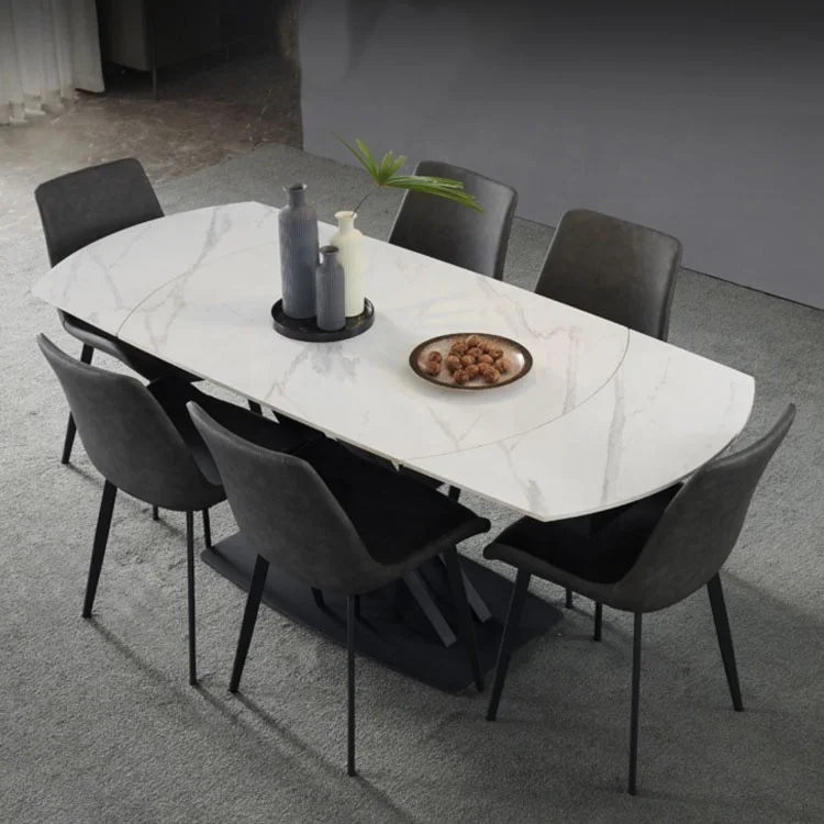 Wholesale fireproof marble dinning table set Folding nordic slate top marble dining table