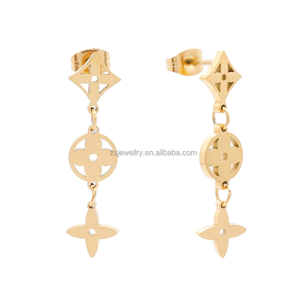 Rose Gold Plated Stainless Steel Girl Zircon Diamond Love Heart Earrings Jewelry Polymer Dubai Earrings