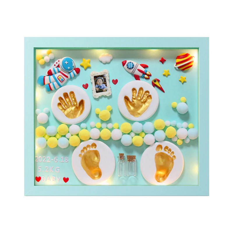 2023newborn baby hand and foot print photo frame baby souvenir ink pad photo frame